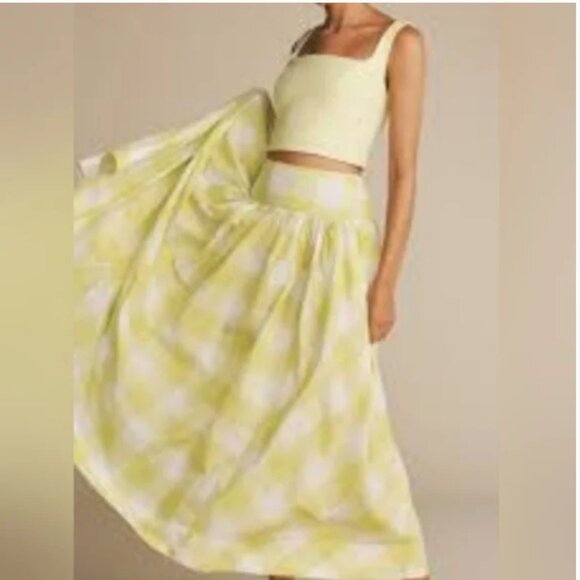 Anthropologie Maeve Checkered Full Maxi Silk Blend Skirt size L - Picture 3 of 6